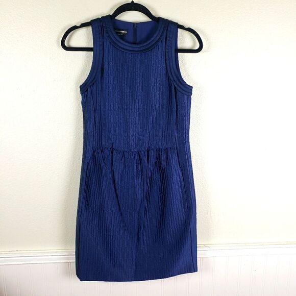 Emporio armani Women's Navy Blue Textured Zip Up Designer Elegant Chic Dress XS - Picture 1 of 10